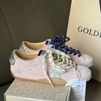 Golden Goose Womens True-Star Sneakers in pastel pink suede with white star and silver-tone heel tab 2025 (MD-250429053)
