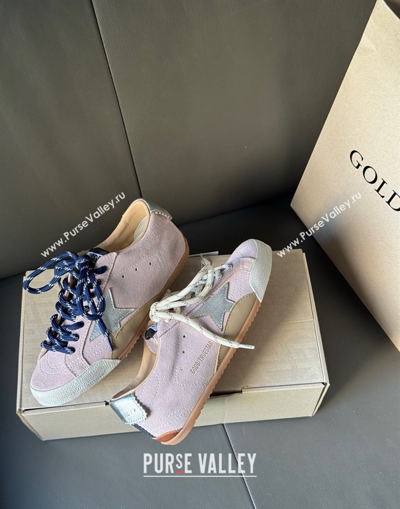 Golden Goose Womens True-Star Sneakers in pastel pink suede with white star and silver-tone heel tab 2025 (MD-250429053)