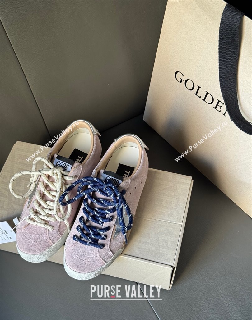 Golden Goose Womens True-Star Sneakers in pastel pink suede with white star and silver-tone heel tab 2025 (MD-250429053)