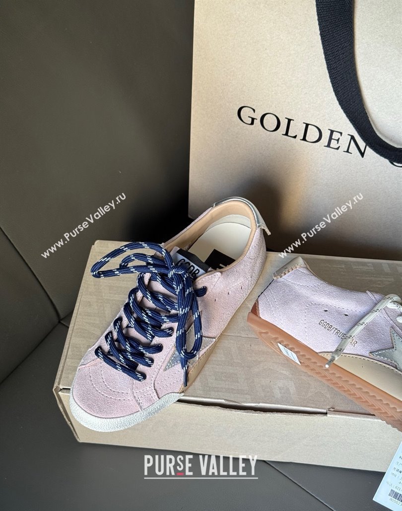Golden Goose Womens True-Star Sneakers in pastel pink suede with white star and silver-tone heel tab 2025 (MD-250429053)