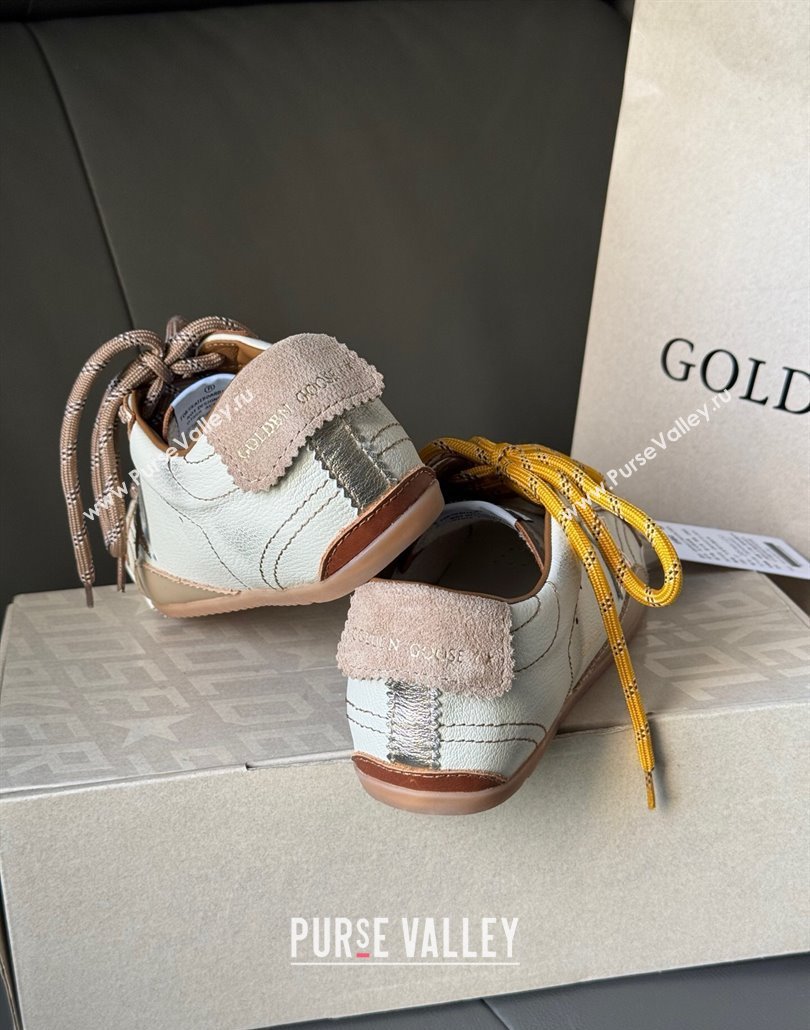 Golden Goose Womens True-Star Sneakers in white nappa leather with gold star and beige suede heel tab 2025 (MD-250429054)