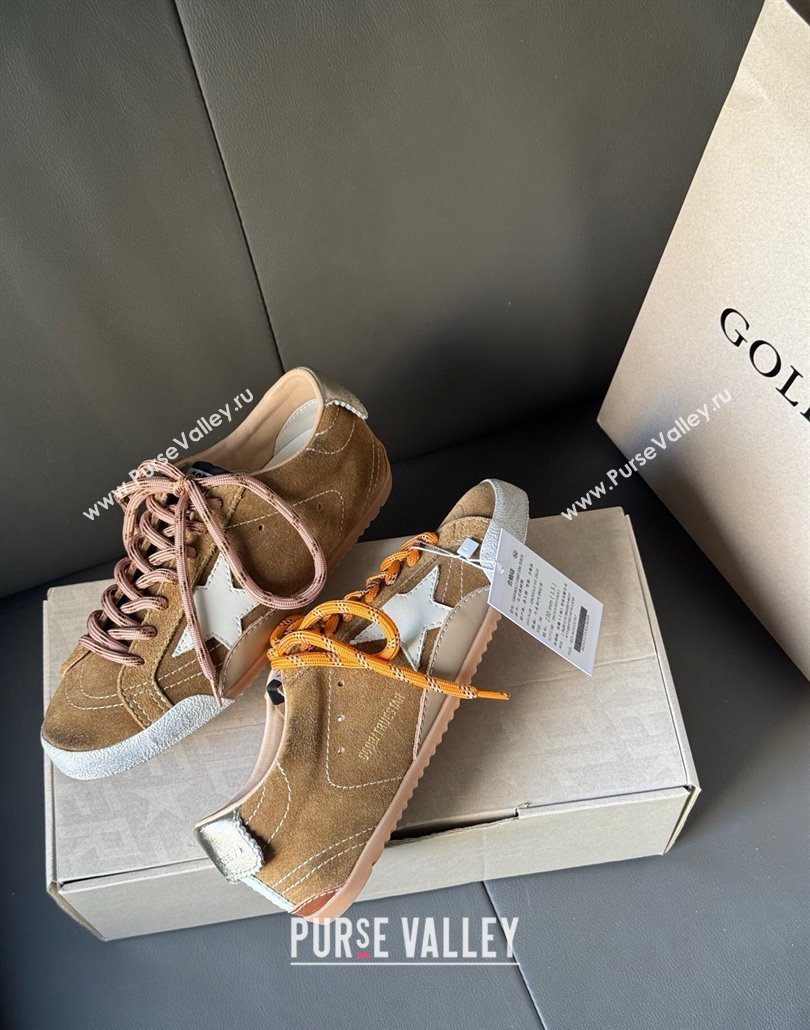 Golden Goose Womens True-Star Sneakers in tobacco-colored brown suede with white star and gold-tone heel tab 2025 (MD-250429052)