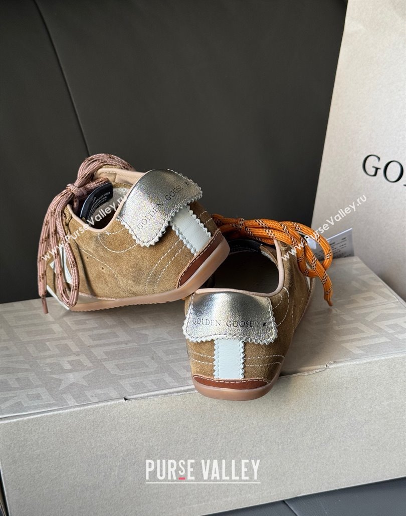 Golden Goose Womens True-Star Sneakers in tobacco-colored brown suede with white star and gold-tone heel tab 2025 (MD-250429052)