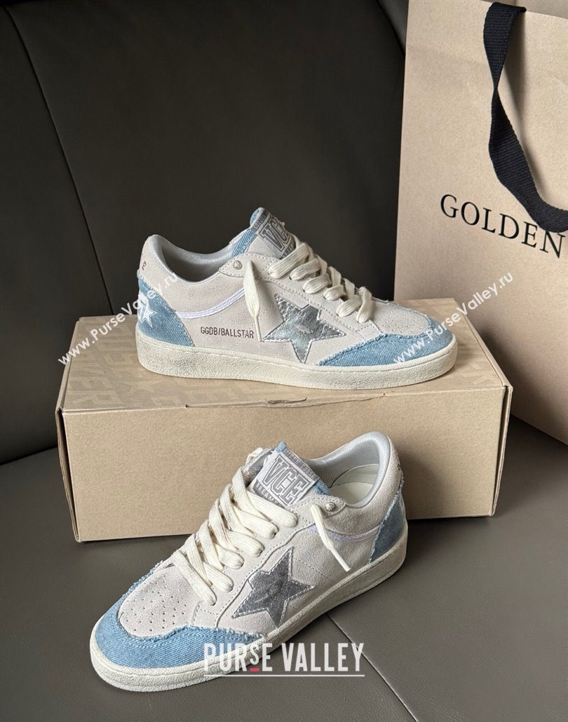 Golden Goose Ball Star Sneakers LTD in suede with metallic leather star and denim inserts 2025 (13-250605007)