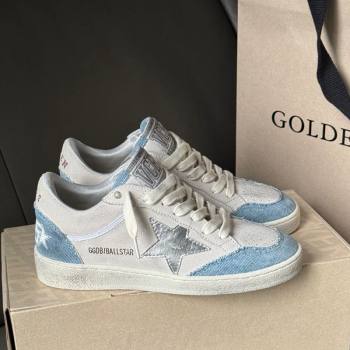 Golden Goose Ball Star Sneakers LTD in suede with metallic leather star and denim inserts 2025 (13-250605007)