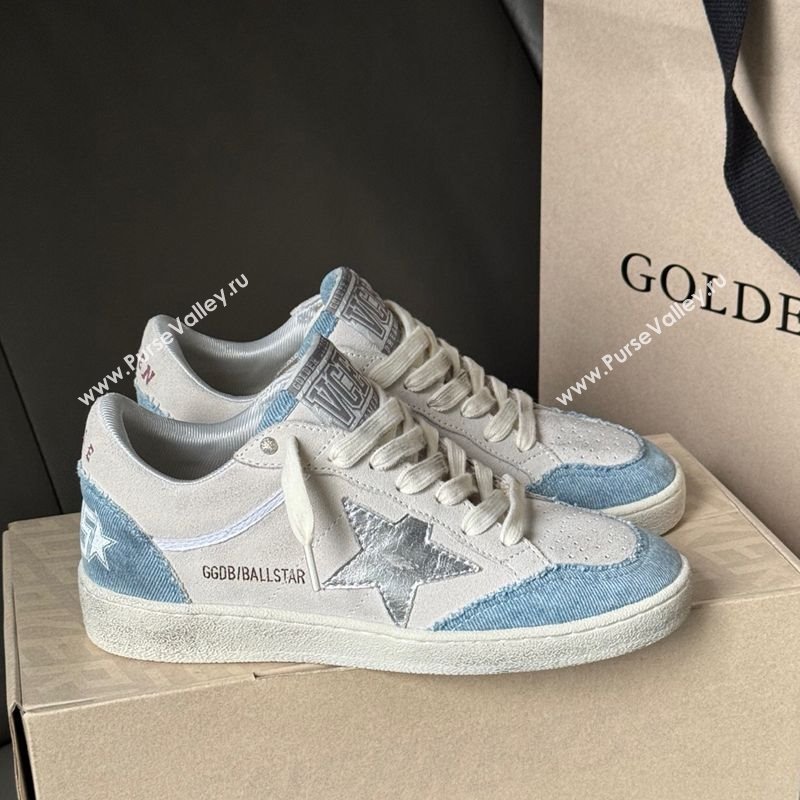 Golden Goose Ball Star Sneakers LTD in suede with metallic leather star and denim inserts 2025 (13-250605007)