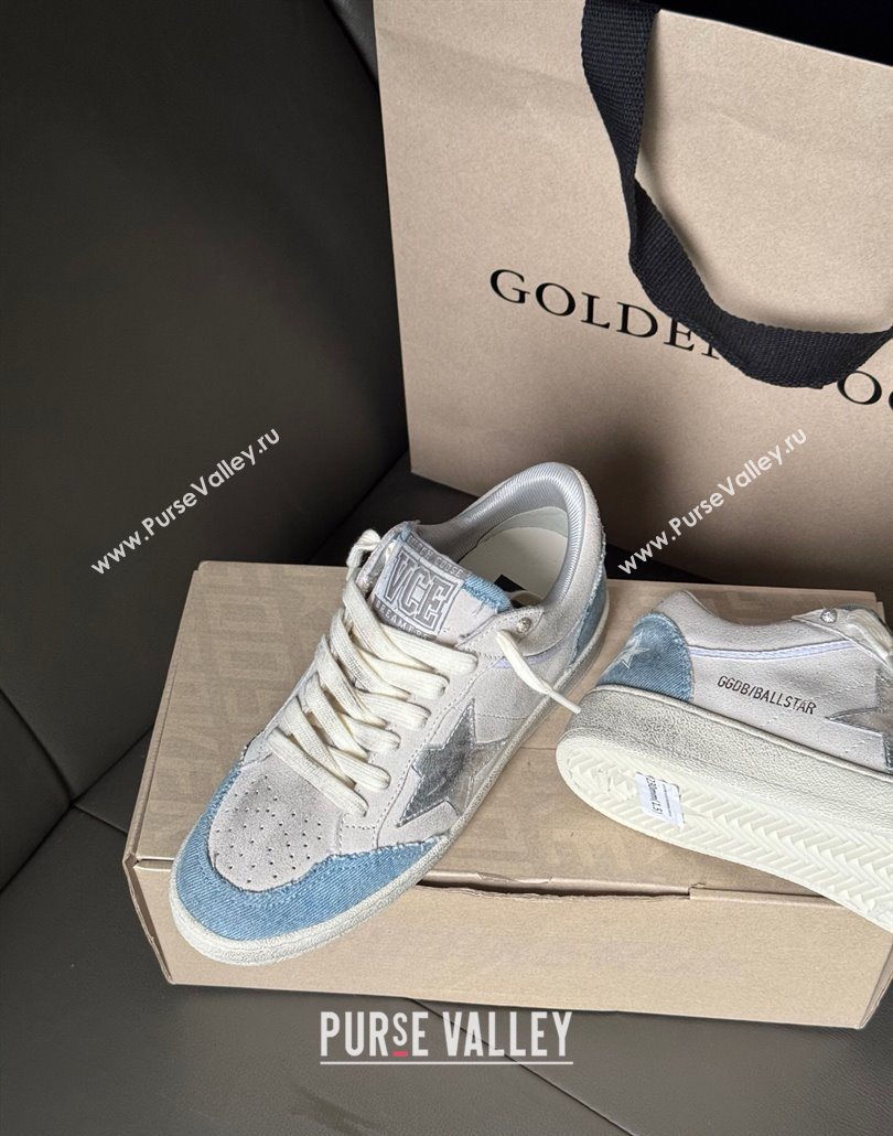 Golden Goose Ball Star Sneakers LTD in suede with metallic leather star and denim inserts 2025 (13-250605007)