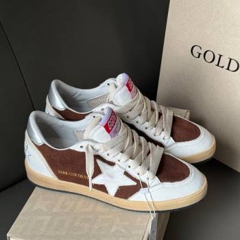Golden Goose Ball Star Sneakers in White Leather and Brown Suede 2025 0605 (13-250605003)