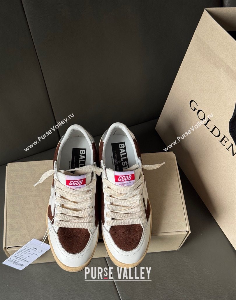 Golden Goose Ball Star Sneakers in White Leather and Brown Suede 2025 0605 (13-250605003)