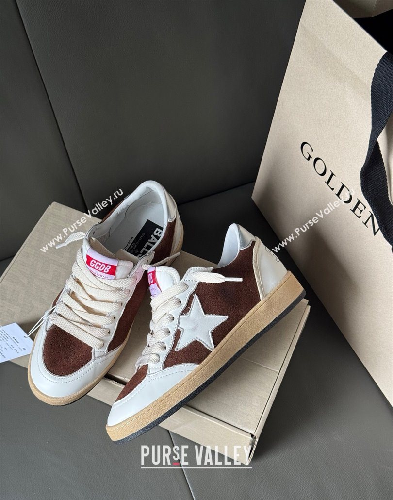 Golden Goose Ball Star Sneakers in White Leather and Brown Suede 2025 0605 (13-250605003)