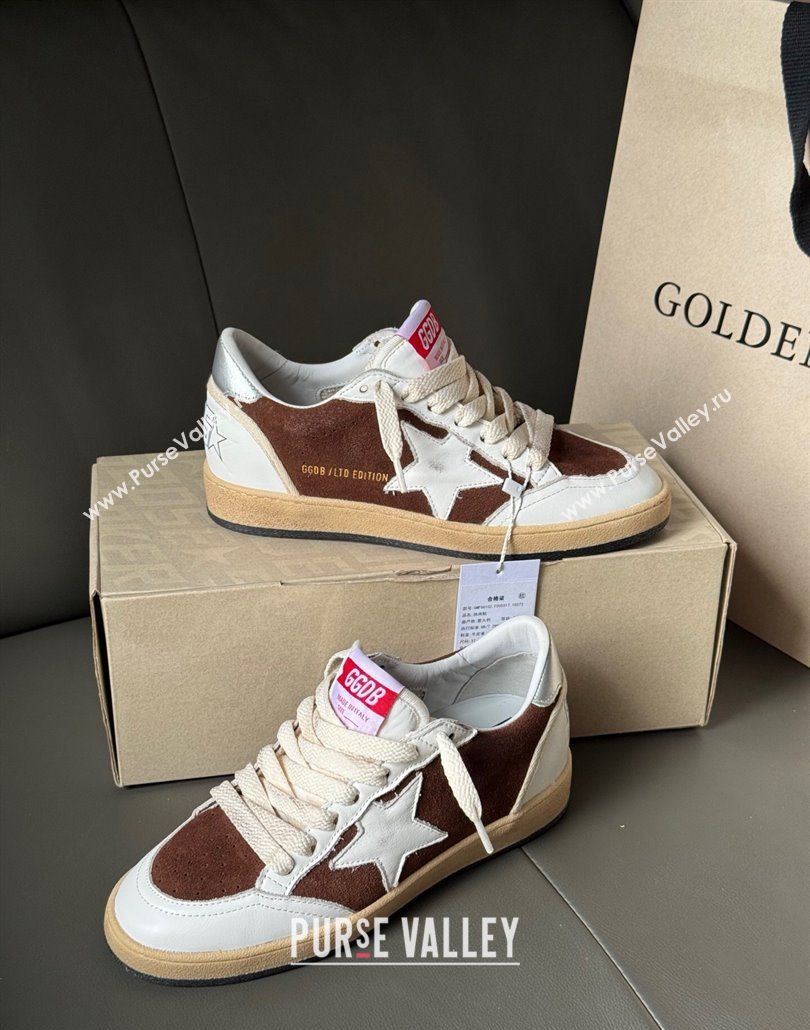 Golden Goose Ball Star Sneakers in White Leather and Brown Suede 2025 0605 (13-250605003)