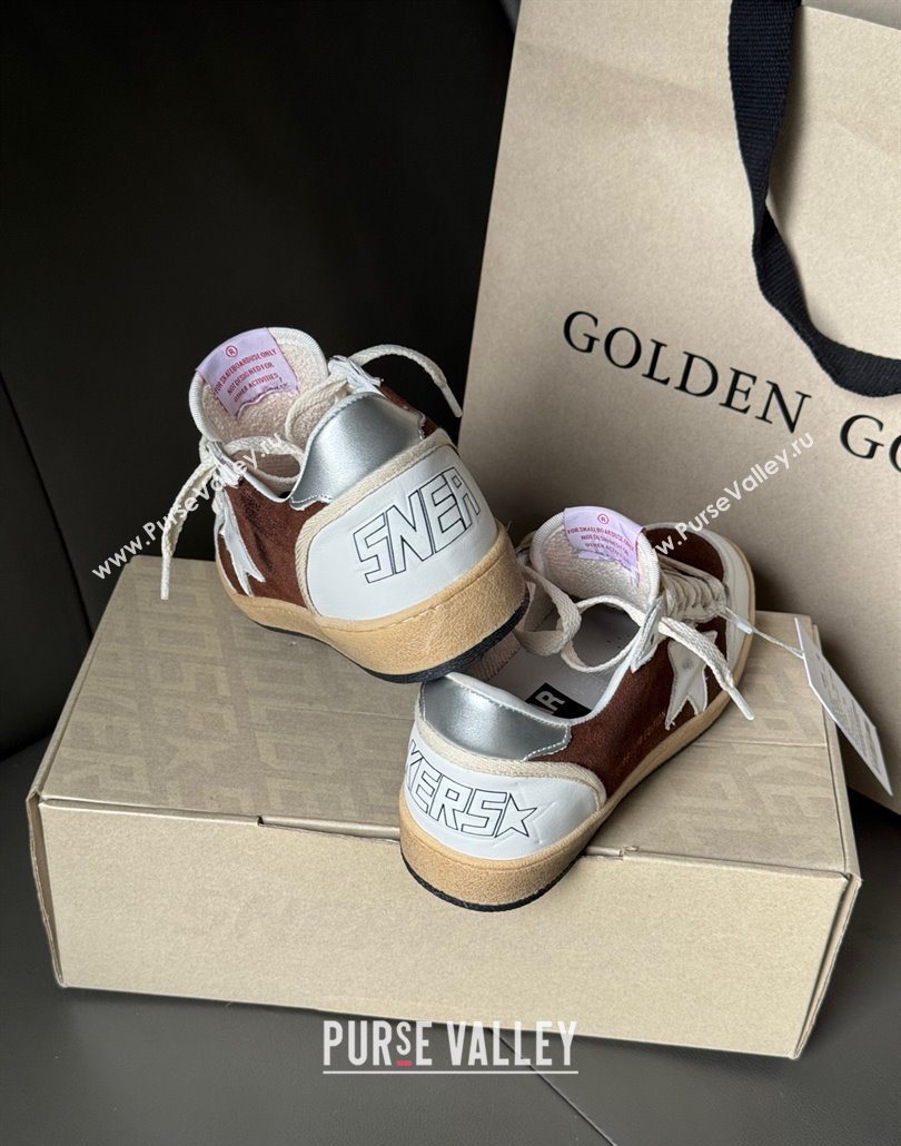 Golden Goose Ball Star Sneakers in White Leather and Brown Suede 2025 0605 (13-250605003)