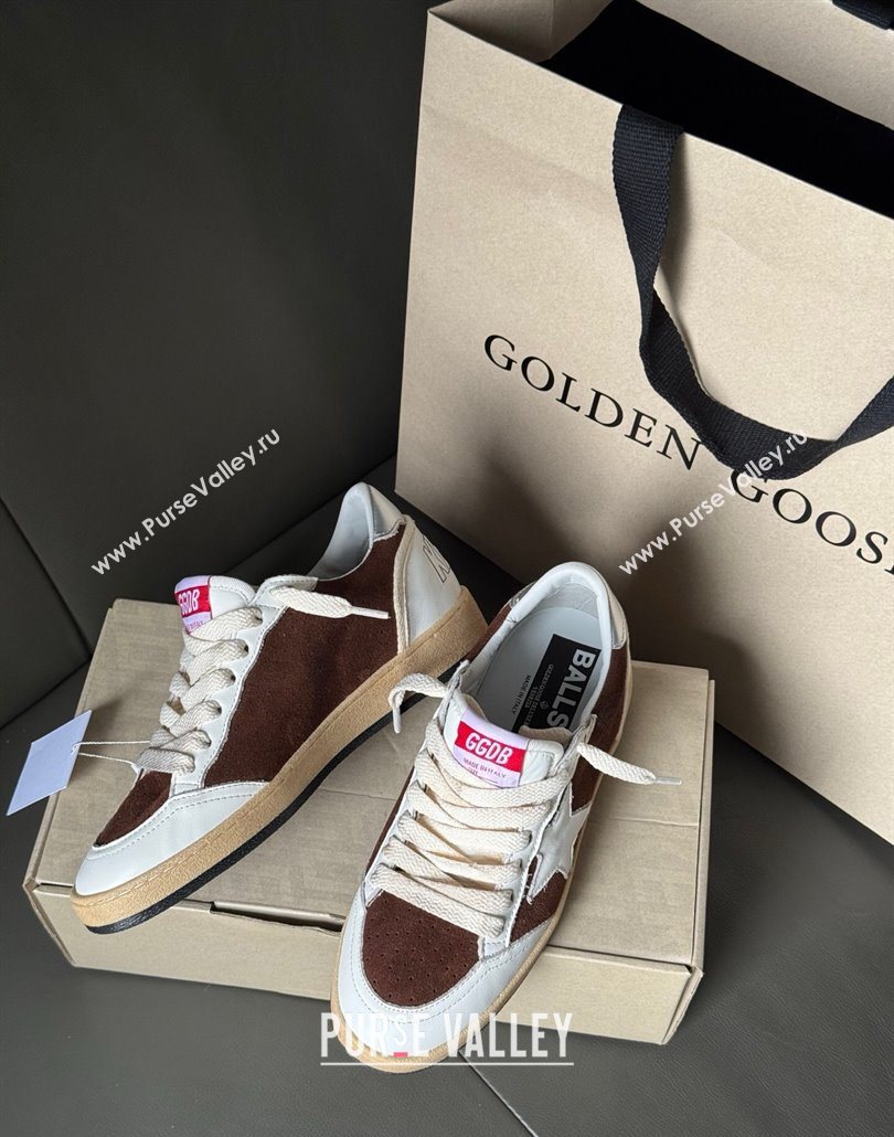 Golden Goose Ball Star Sneakers in White Leather and Brown Suede 2025 0605 (13-250605003)