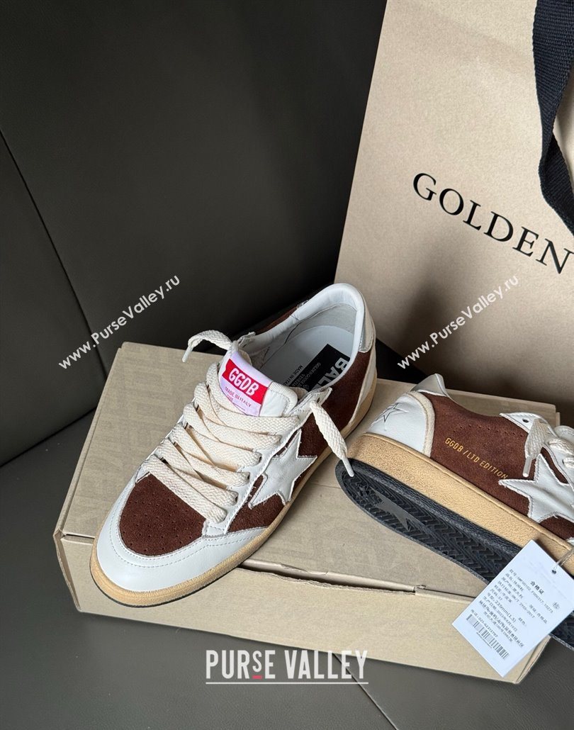 Golden Goose Ball Star Sneakers in White Leather and Brown Suede 2025 0605 (13-250605003)