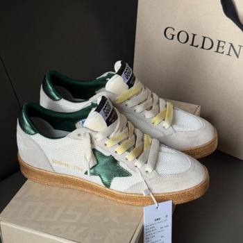 Golden Goose Womens Ball Star LTD sneakers in suede and mesh with green leather star 2025 0605 (13-250605005)