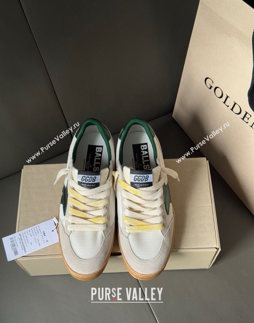 Golden Goose Womens Ball Star LTD sneakers in suede and mesh with green leather star 2025 0605 (13-250605005)