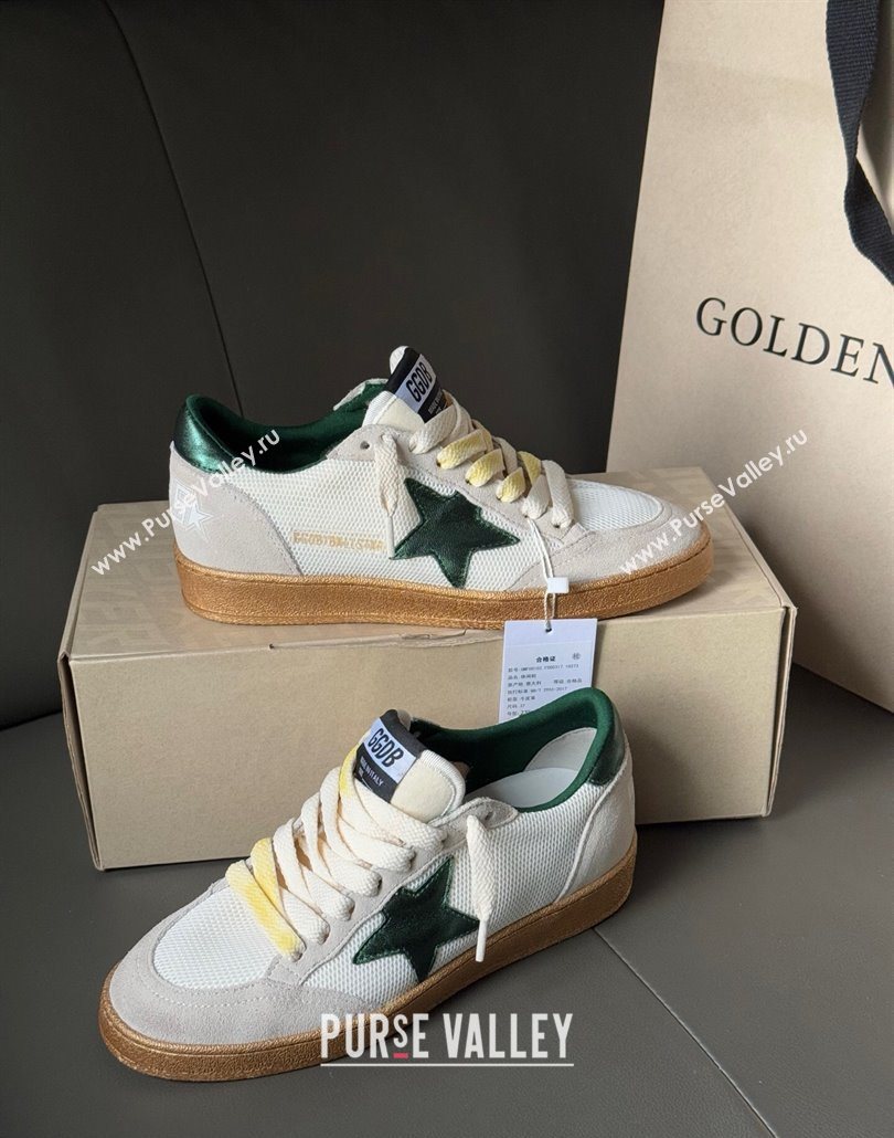 Golden Goose Womens Ball Star LTD sneakers in suede and mesh with green leather star 2025 0605 (13-250605005)