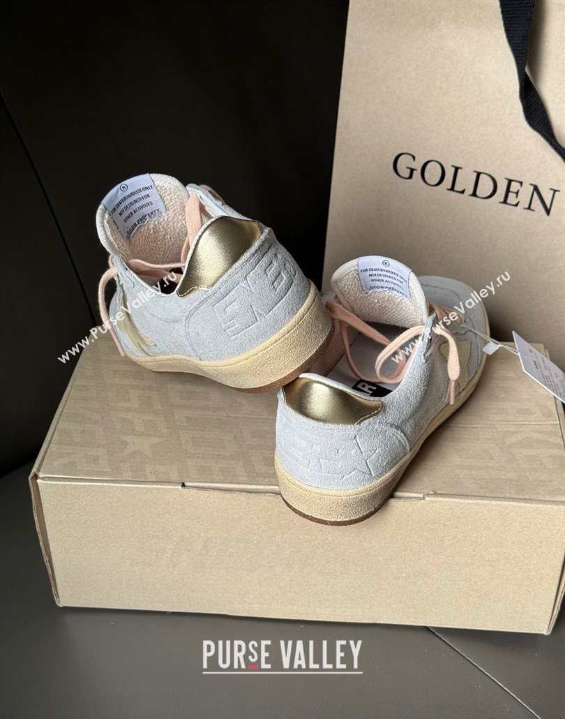 Golden Goose Womens Ball Star Sneakers in powder-blue suede with cream-colored leather star 2025 (13-250605001)