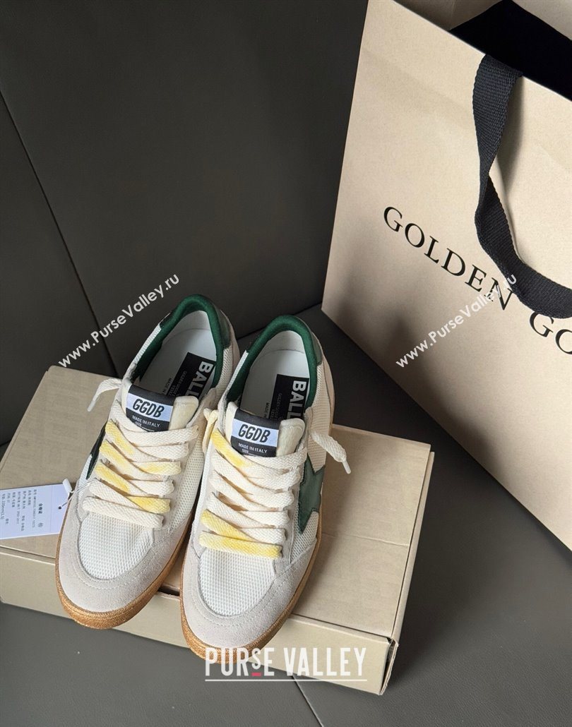 Golden Goose Womens Ball Star LTD sneakers in suede and mesh with green leather star 2025 0605 (13-250605005)
