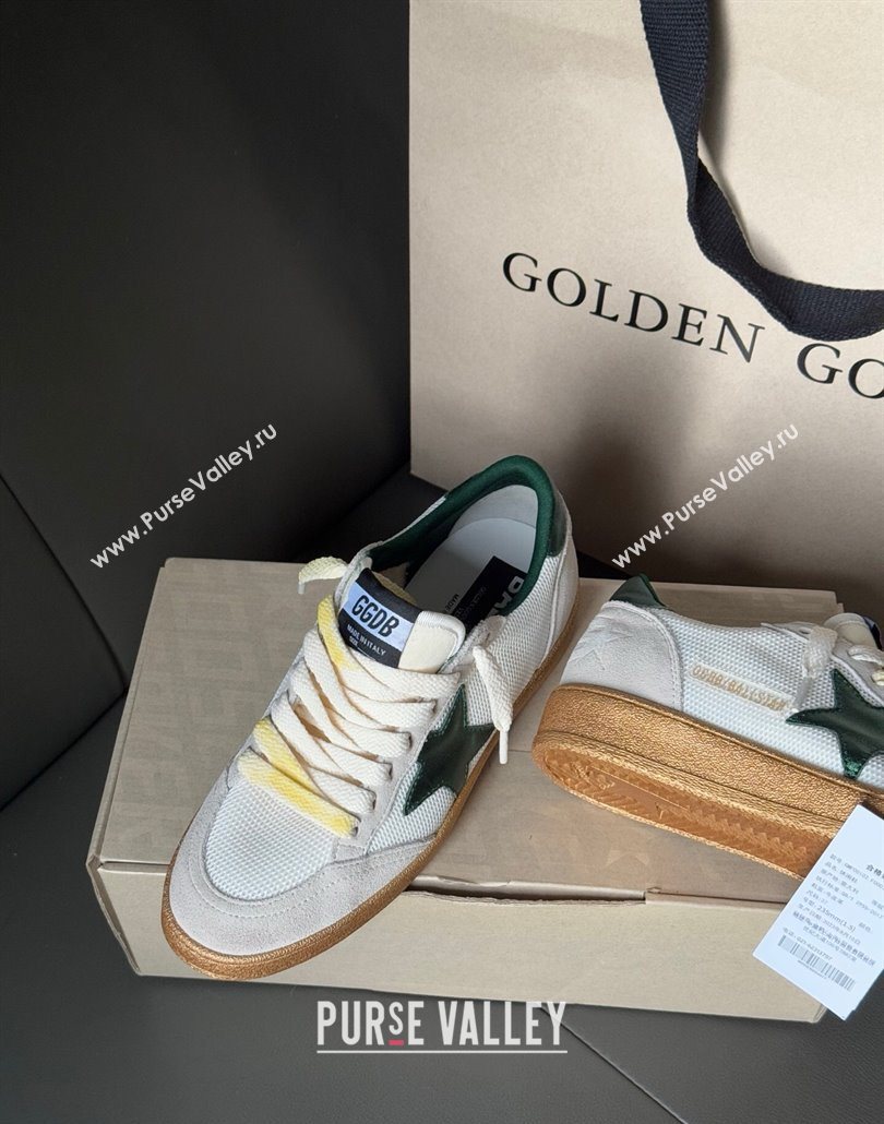 Golden Goose Womens Ball Star LTD sneakers in suede and mesh with green leather star 2025 0605 (13-250605005)
