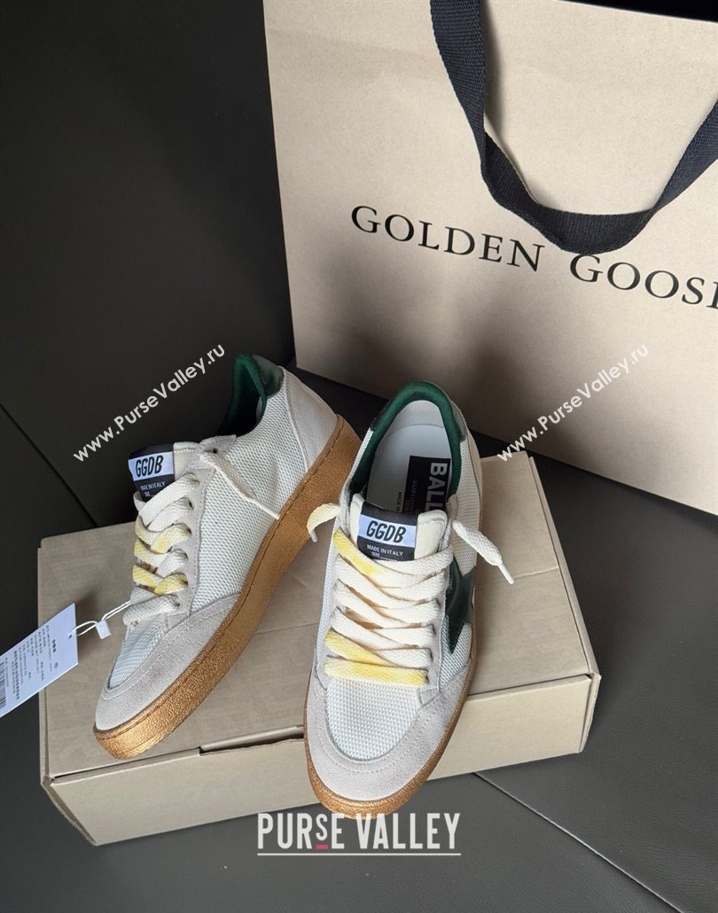 Golden Goose Womens Ball Star LTD sneakers in suede and mesh with green leather star 2025 0605 (13-250605005)