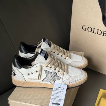 Golden Goose Ball Star in white leather with strass star and black heel tab 2025 0711 (13-250711002)