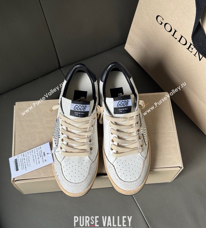 Golden Goose Ball Star in white leather with strass star and black heel tab 2025 0711 (13-250711002)