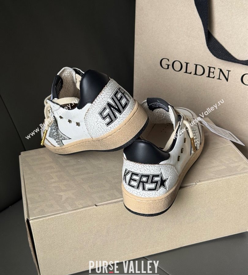Golden Goose Ball Star in white leather with strass star and black heel tab 2025 0711 (13-250711002)