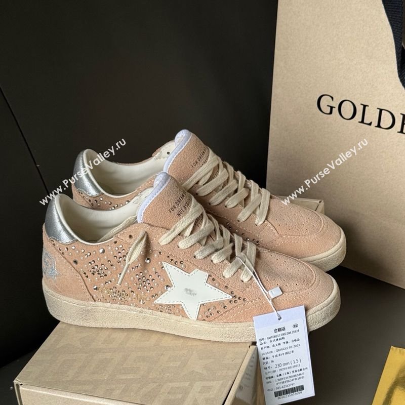 Golden Goose Ball Star in nude pink suede and strass with leather star and metallic heel tab 2025 (13-250711001)
