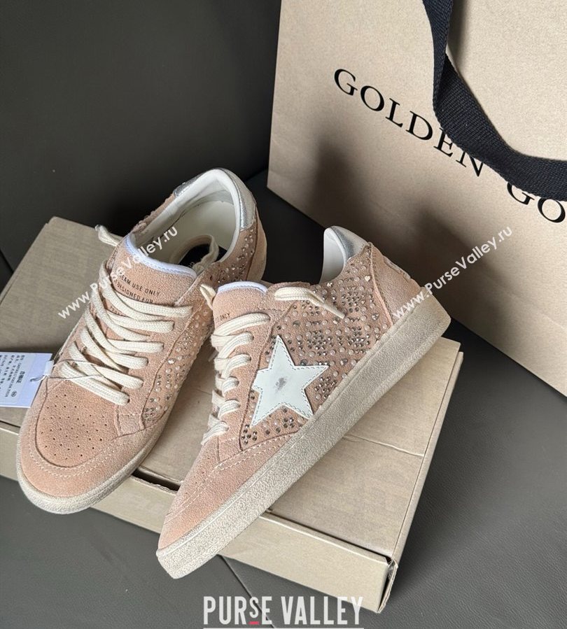 Golden Goose Ball Star in nude pink suede and strass with leather star and metallic heel tab 2025 (13-250711001)