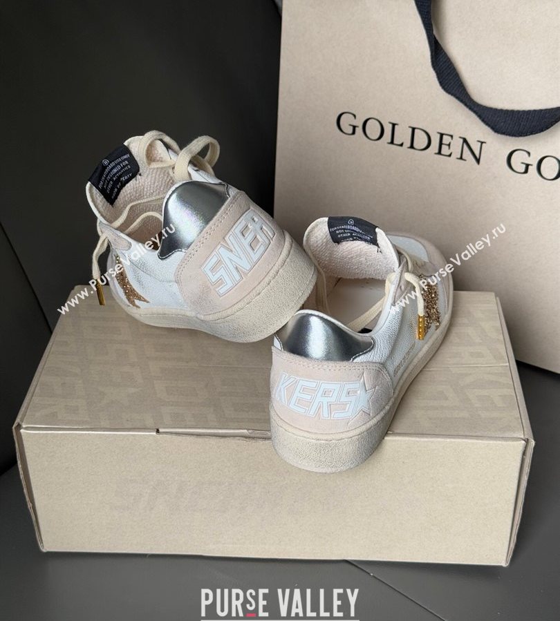Golden Goose Ball Star in nude pink suede and white leather with gold glitters star 2025 2025 0711 (13-250711003)