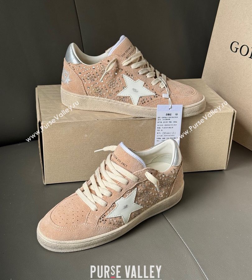 Golden Goose Ball Star in nude pink suede and strass with leather star and metallic heel tab 2025 (13-250711001)