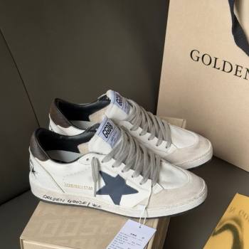 Golden Goose Ball Star in white leather with leather star and grey suede heel tab 2025 0711 (13-250711005)