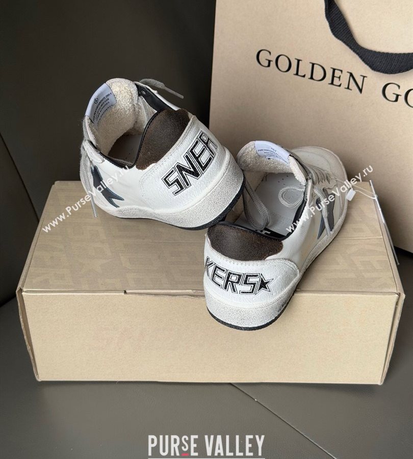 Golden Goose Ball Star in white leather with leather star and grey suede heel tab 2025 0711 (13-250711005)