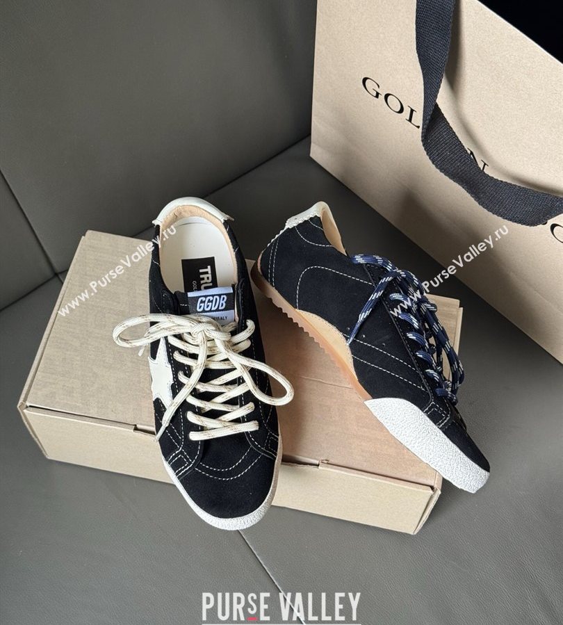 Golden Goose Womens True-Star in black suede with white star and heel tab 2025 0711 (13-250711014)