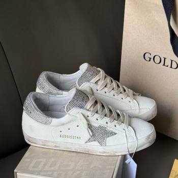 Golden Goose Women’s Super-Star in white nappa leather with strass star and heel tab 2025 0711 (13-250711006)