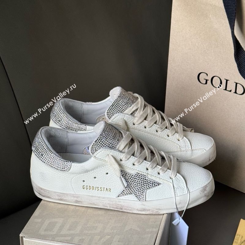 Golden Goose Women’s Super-Star in white nappa leather with strass star and heel tab 2025 0711 (13-250711006)