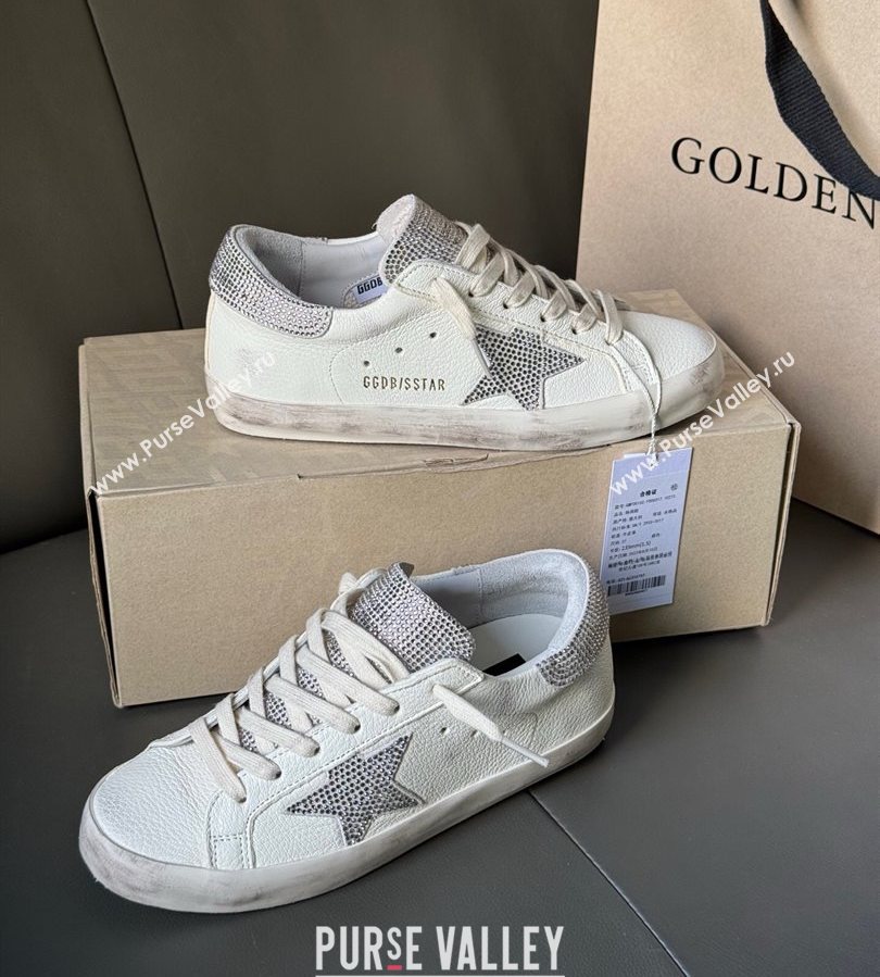 Golden Goose Women’s Super-Star in white nappa leather with strass star and heel tab 2025 0711 (13-250711006)