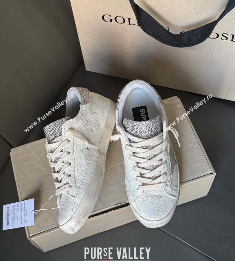 Golden Goose Women’s Super-Star in white nappa leather with strass star and heel tab 2025 0711 (13-250711006)