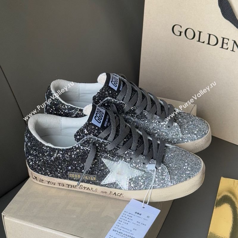 Golden Goose Women’s Super-Star in silver and black glitters 2025 0711 (13-250711009)