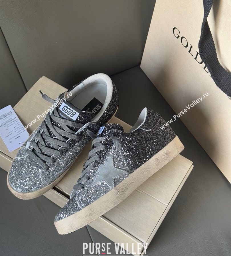 Golden Goose Women’s Super-Star in silver and black glitters 2025 0711 (13-250711009)