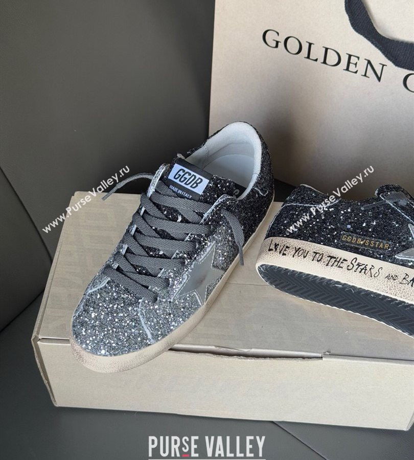Golden Goose Women’s Super-Star in silver and black glitters 2025 0711 (13-250711009)