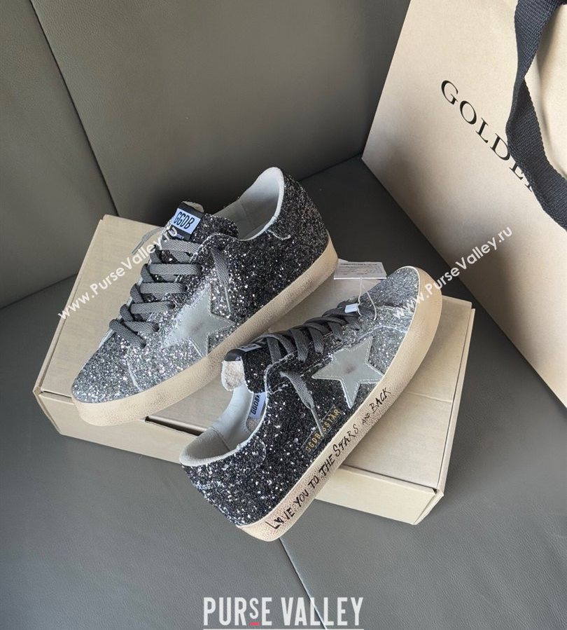 Golden Goose Women’s Super-Star in silver and black glitters 2025 0711 (13-250711009)