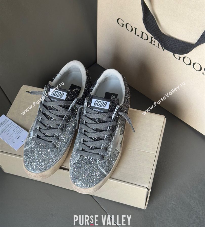 Golden Goose Women’s Super-Star in silver and black glitters 2025 0711 (13-250711009)