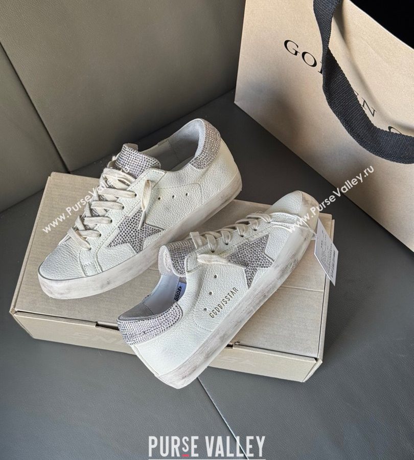 Golden Goose Women’s Super-Star in white nappa leather with strass star and heel tab 2025 0711 (13-250711006)