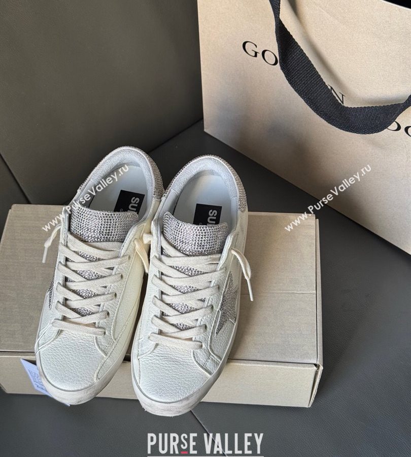 Golden Goose Women’s Super-Star in white nappa leather with strass star and heel tab 2025 0711 (13-250711006)