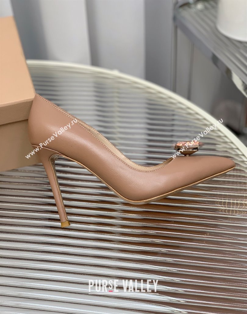 Gianvito Rossi Jaipur Pumps 10.5cm in Lambskin with Maxi Stone Apricot 2025 (MD-250428138)