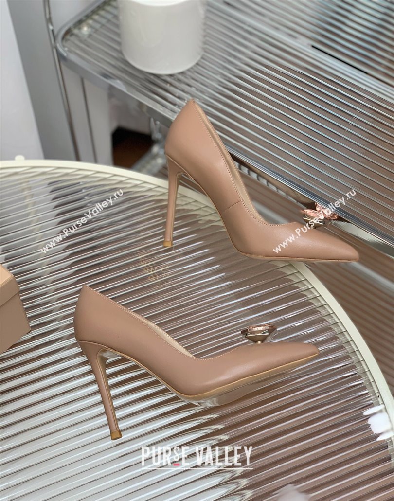 Gianvito Rossi Jaipur Pumps 10.5cm in Lambskin with Maxi Stone Apricot 2025 (MD-250428138)