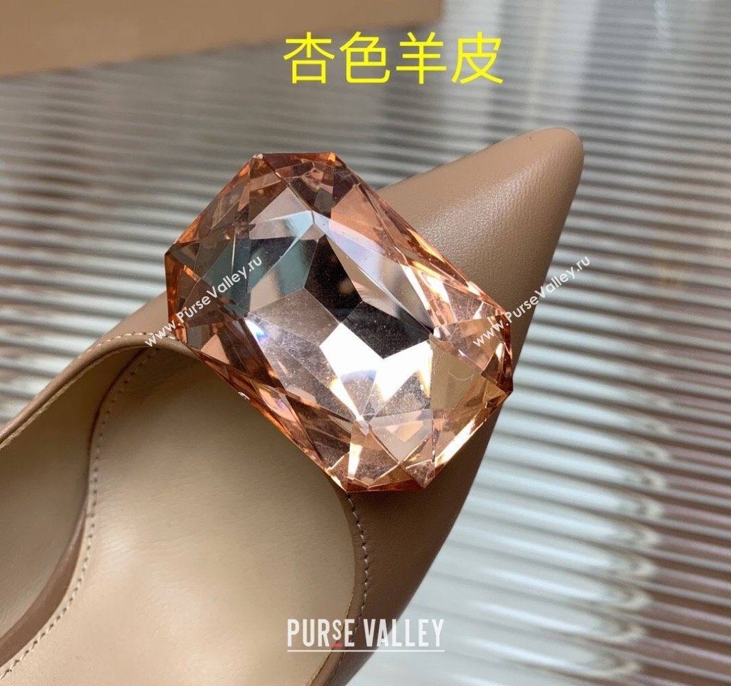 Gianvito Rossi Jaipur Pumps 10.5cm in Lambskin with Maxi Stone Apricot 2025 (MD-250428138)