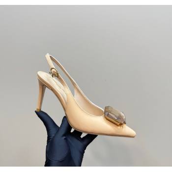 Gianvito Rossi Jaipur Pumps 8.5cm in Patent Leather with Maxi Stone Nude 2025 (MD-250428149)